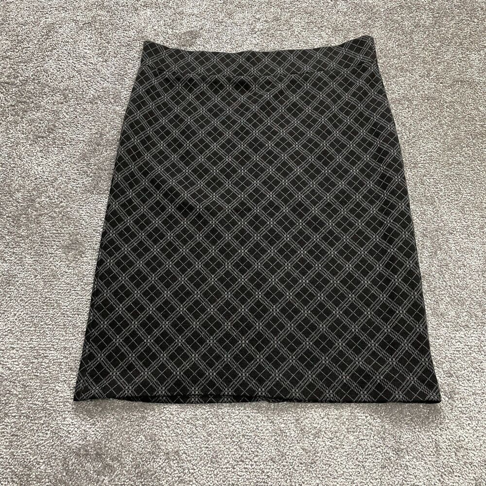 Counterparts Straight Pencil Skirt Womens Medium Dark Argyle Polyester Knee Lngt